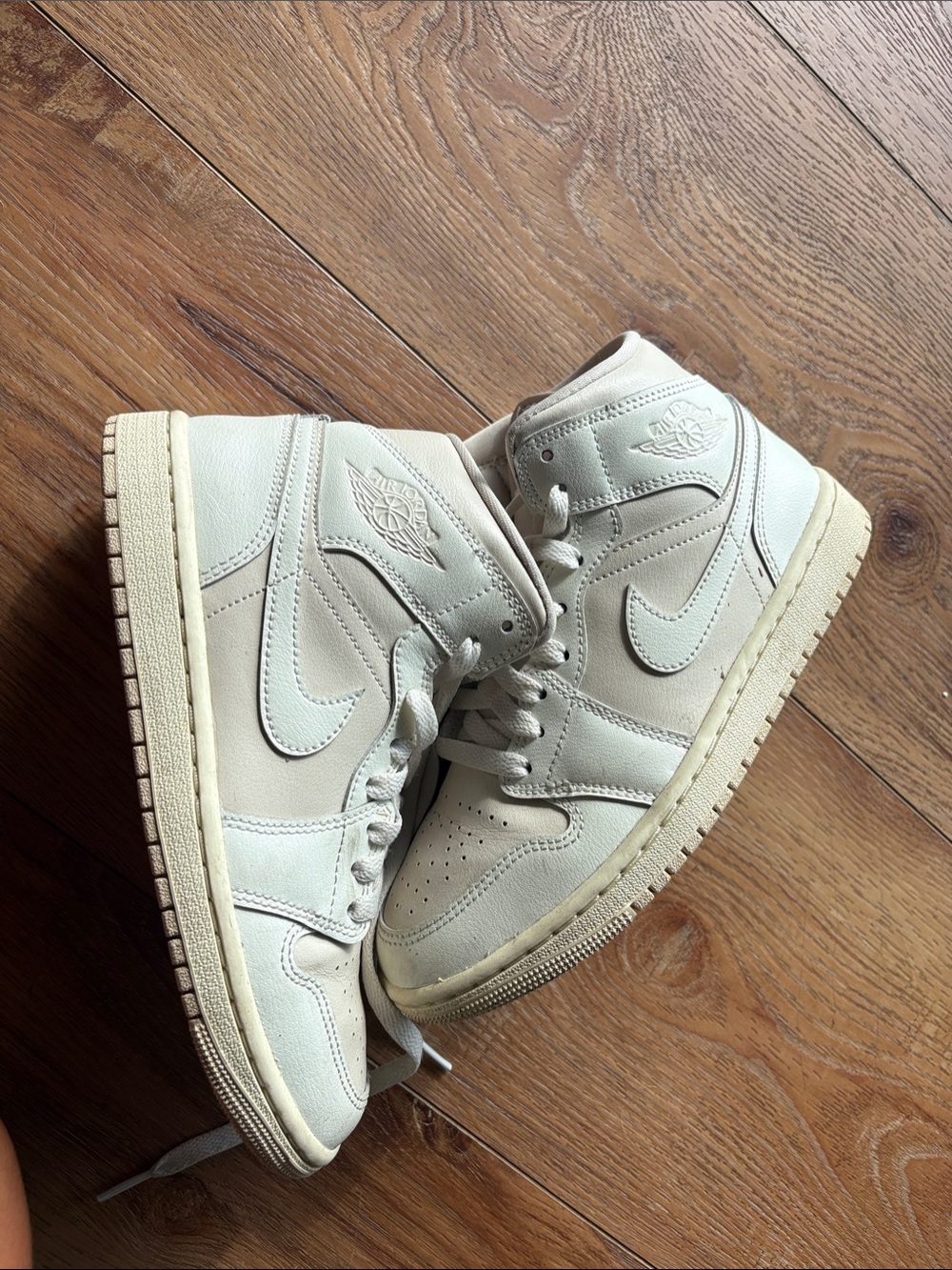 Nike High-Top Basketball Sneakers in Off-White and Beige